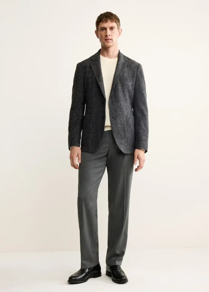 Blazer slim en laine mélangée