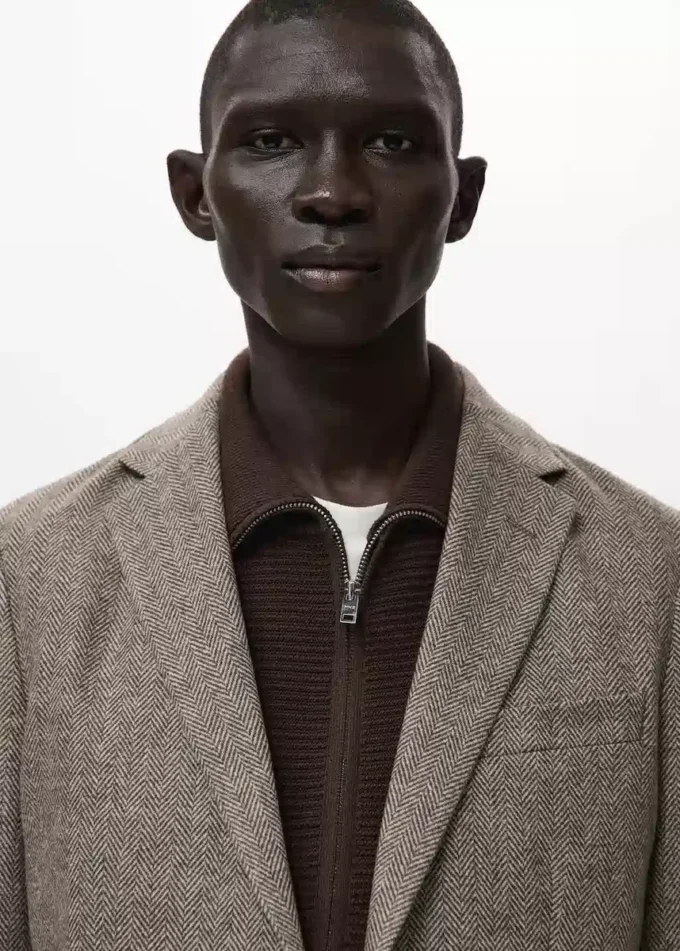 Blazer slim en laine mélangée