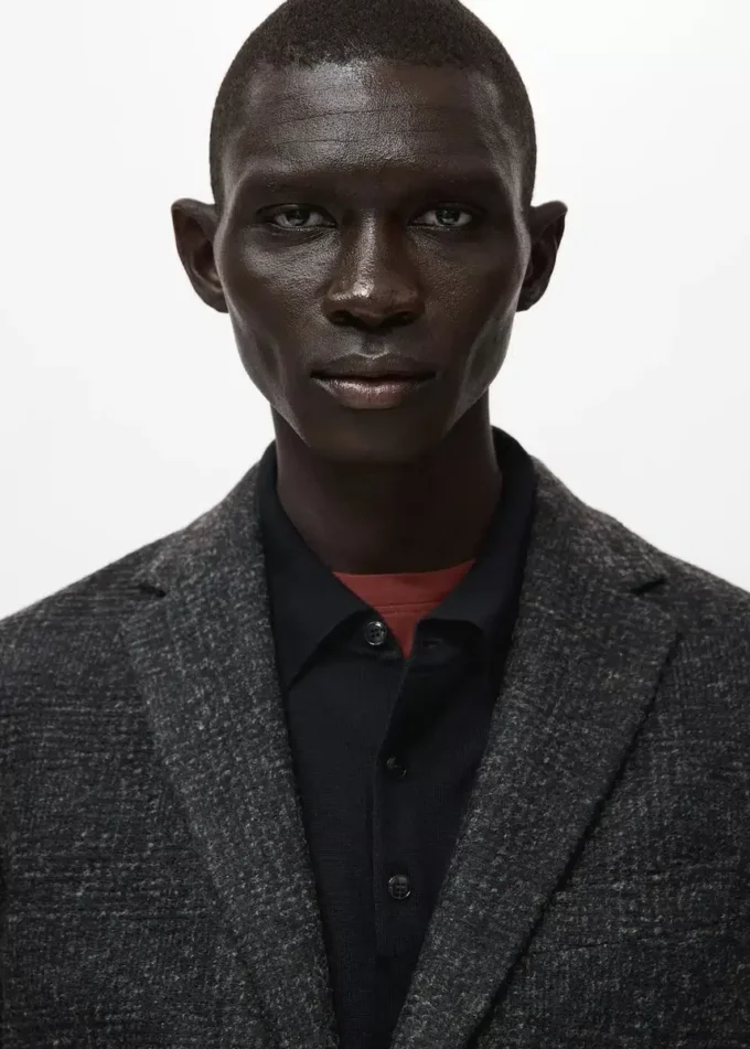 Blazer slim en laine mélangée