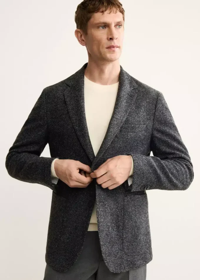 Blazer slim en laine mélangée