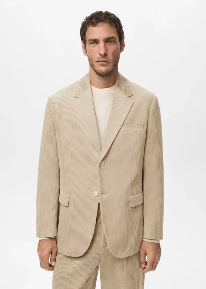 Blazer slim en velours côtelé