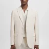 Blazer slim fit en mélange lin-lyocell