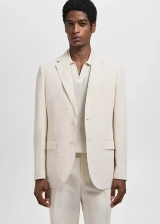 Blazer slim fit en mélange lin-lyocell