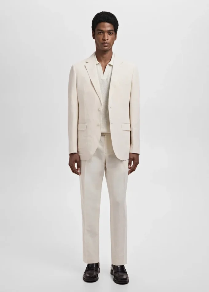 Blazer slim fit en mélange lin-lyocell