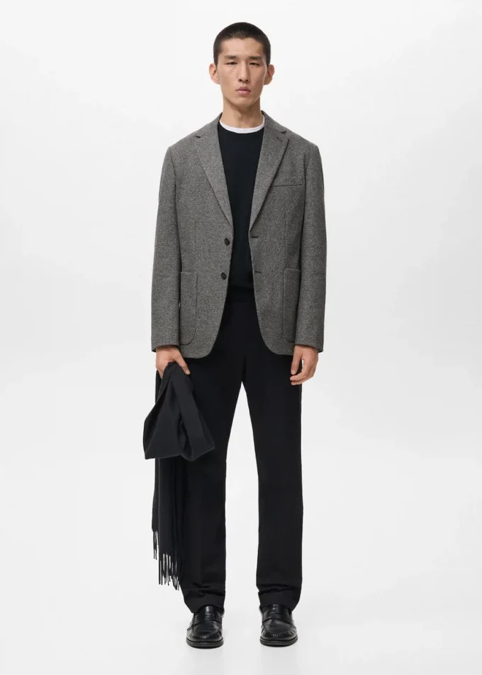 Blazer slim fit à microstructure