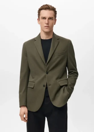 Blazer slim structuré en coton