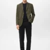 Blazer slim structuré en coton
