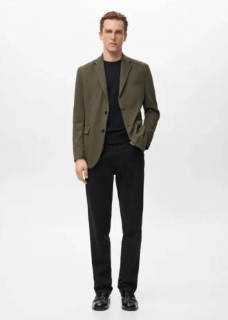 Blazer slim structuré en coton