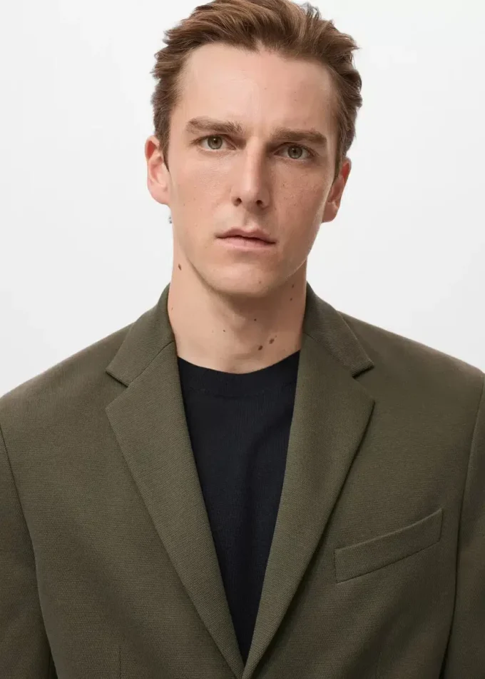 Blazer slim structuré en coton