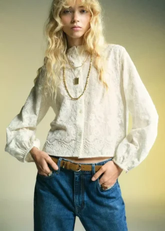 Blouse brodée en lyocell