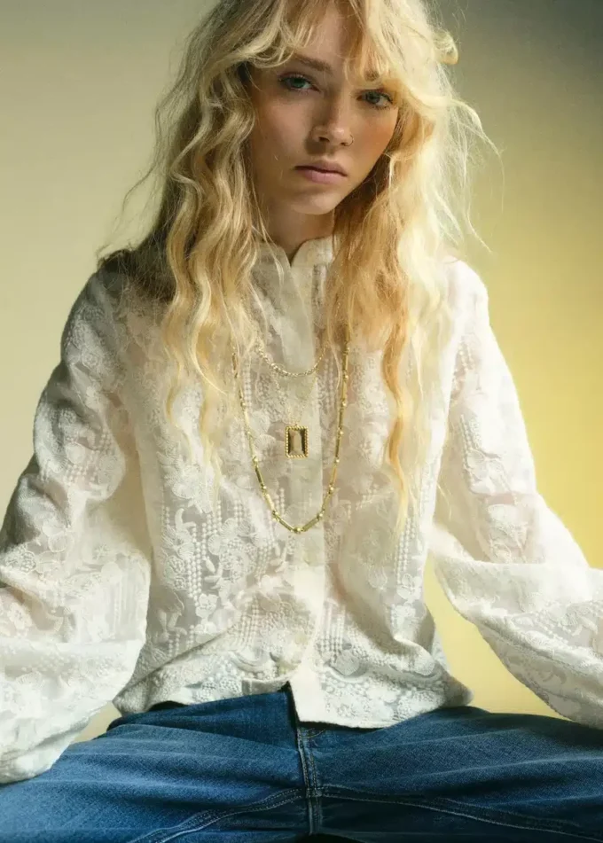 Blouse brodée en lyocell