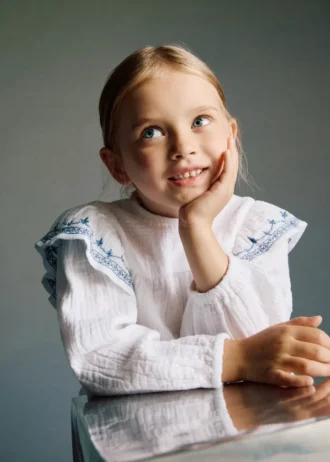 Blouse brodée à volants