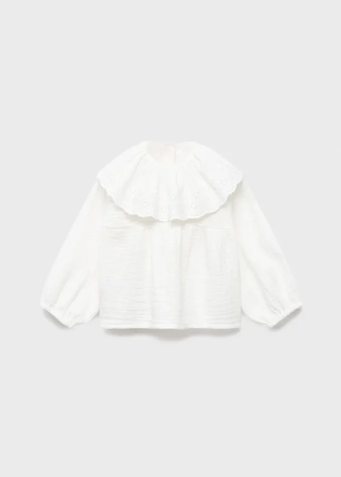 Blouse à col babydoll brodé