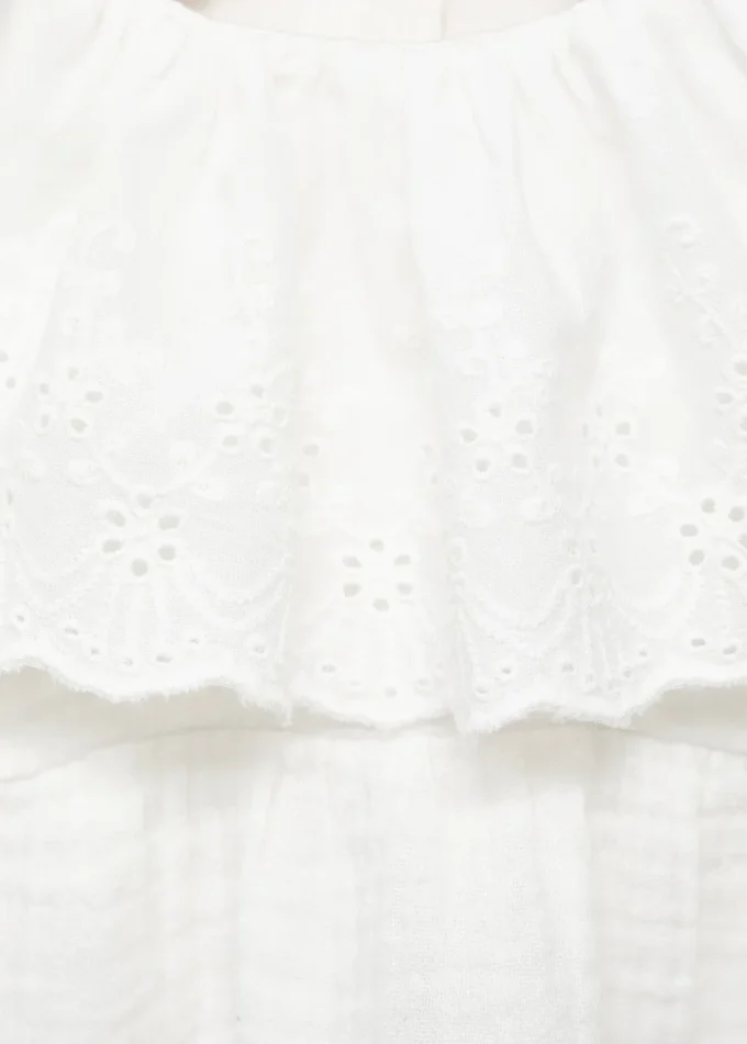 Blouse à col babydoll brodé