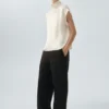 Blouse à col roulé 100 % satin de soie