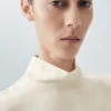 Blouse à col roulé 100 % satin de soie