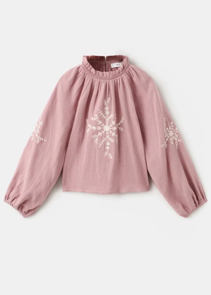 Blouse en coton avec broderies florales Blouse en coton avec broderies florales