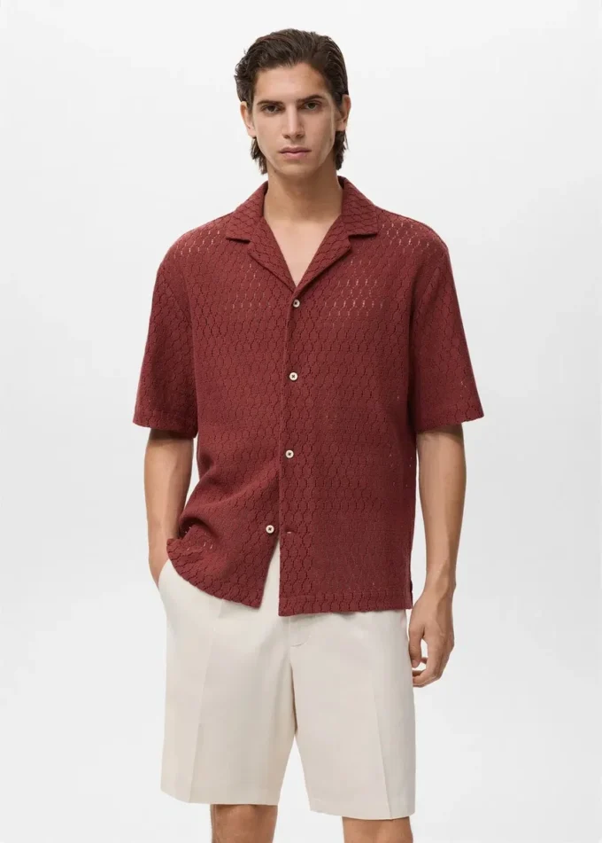 Blouse en coton avec détails en dentelle