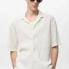 Blouse en coton avec détails en dentelle