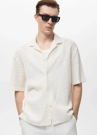 Blouse en coton avec détails en dentelle