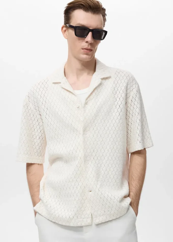 Blouse en coton avec détails en dentelle