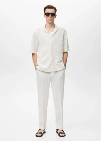 Blouse en coton avec détails en dentelle