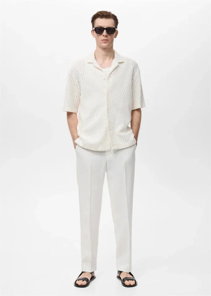 Blouse en coton avec détails en dentelle