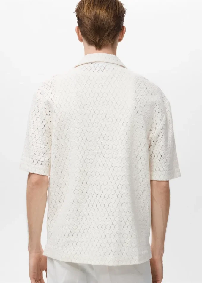 Blouse en coton avec détails en dentelle