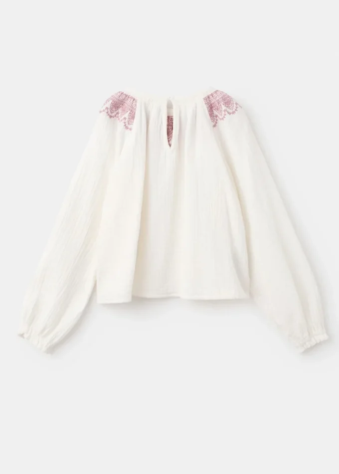 Blouse en coton brodé