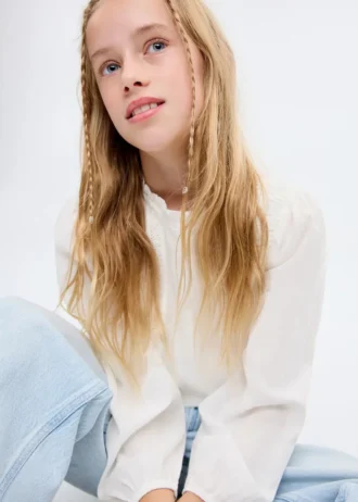 Blouse en coton et dentelle