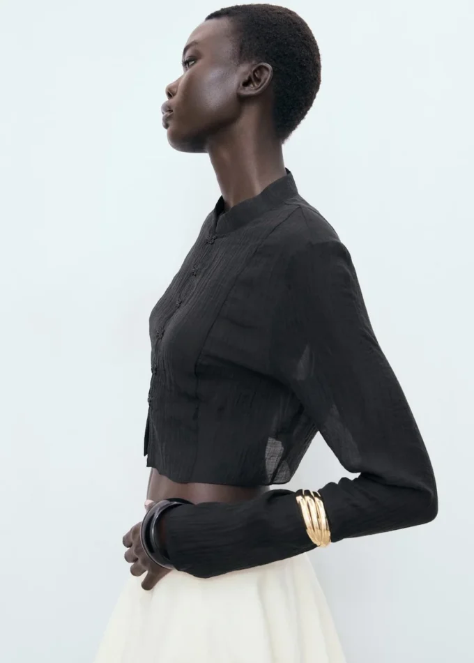 Blouse en lyocell avec boutons à bascule