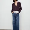 Blouse en mousseline avec encolure à nœud