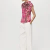 Blouse en satin avec encolure drapée