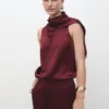 Blouse en satin avec foulard