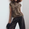 Blouse en satin imprimé léopard