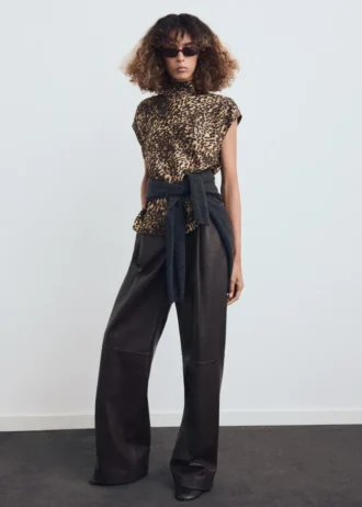Blouse en satin imprimé léopard