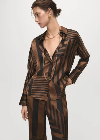 Blouse en satin rayé