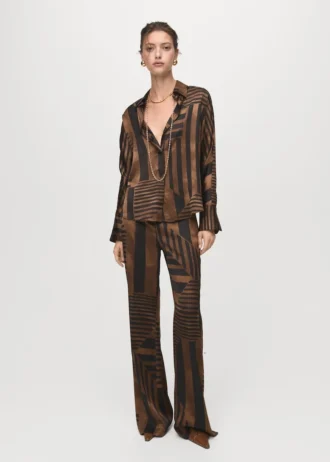 Blouse en satin rayé