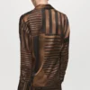 Blouse en satin rayé
