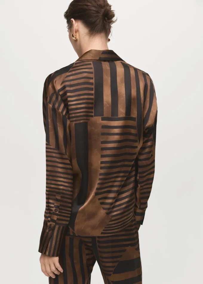Blouse en satin rayé