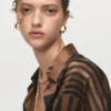 Blouse en satin rayé