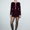 Blouse en velours avec nœuds