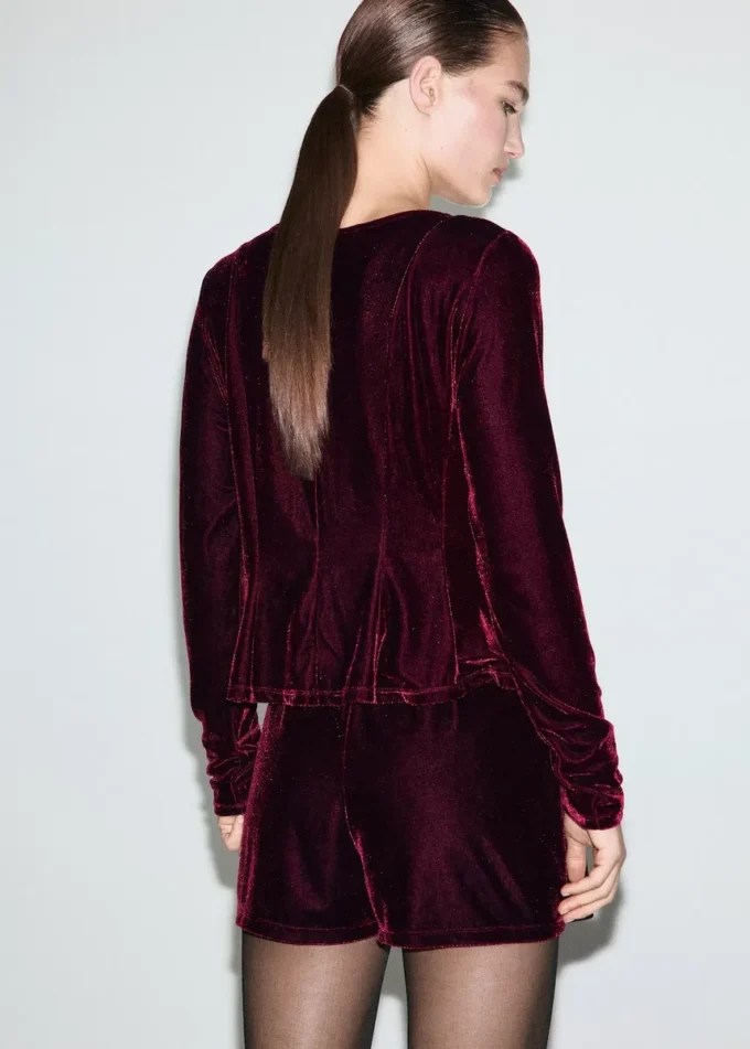 Blouse en velours avec nœuds