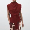 Blouse à encolure drapée et ceinture