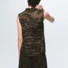Blouse à imprimé animalier et col drapé