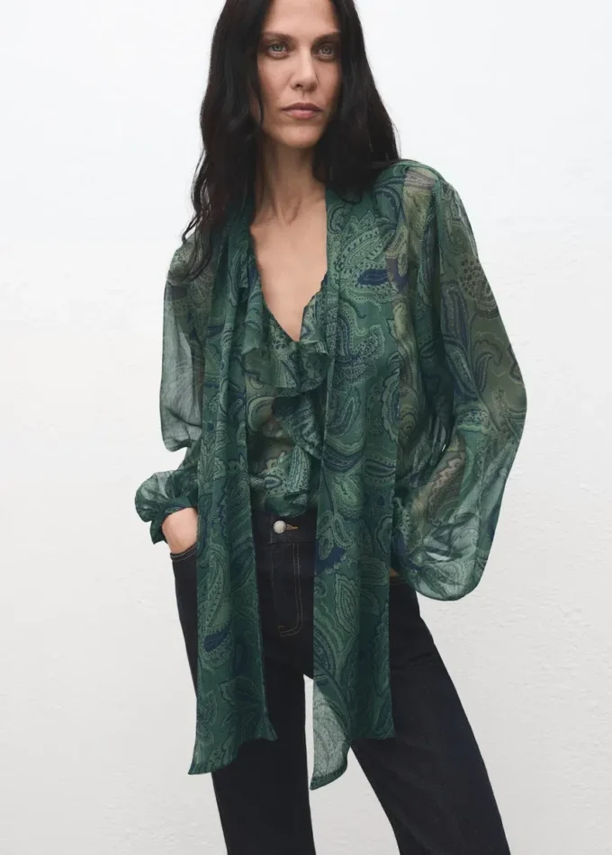Blouse à imprimé cachemire avec foulard