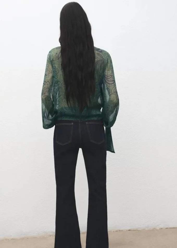 Blouse à imprimé cachemire avec foulard