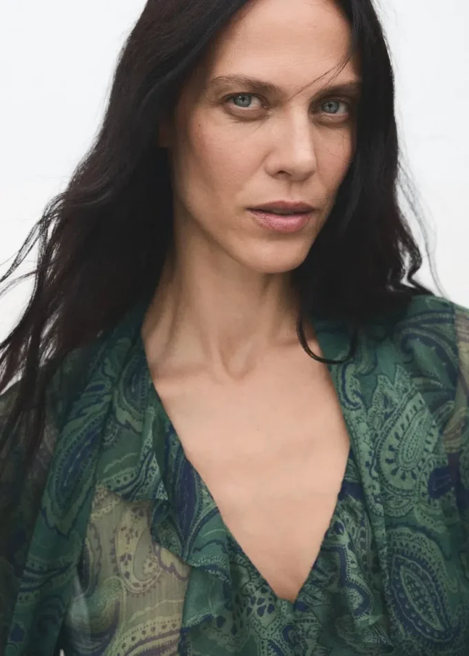 Blouse à imprimé cachemire avec foulard