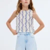 Blouse imprimée à nœud