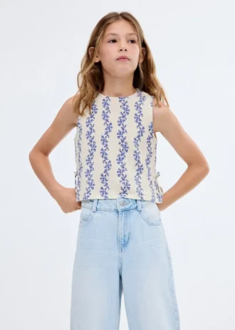 Blouse imprimée à nœud